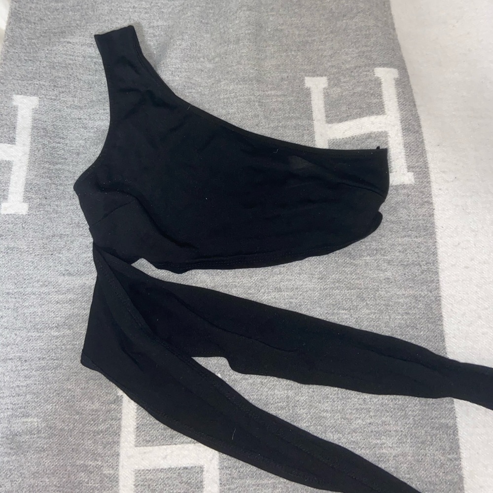 Black wrap crop top